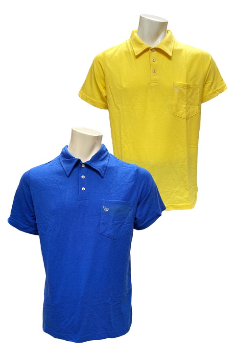 Комплект мъжки тениски с поло яка JUP 25031-2, 2 броя, Памук, S, Жълт/Син