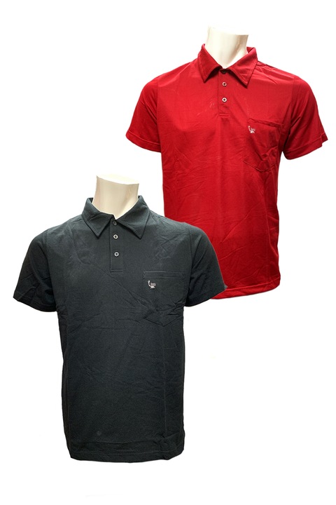 Комплект мъжки тениски с поло яка JUP 25031-2, 2 броя, Памук, S, Черен/Тъмночервен