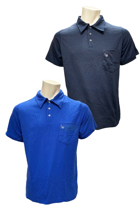 Комплект мъжки тениски с поло яка JUP 25031-2, 2 броя, Памук, S, Син/Тъмносин