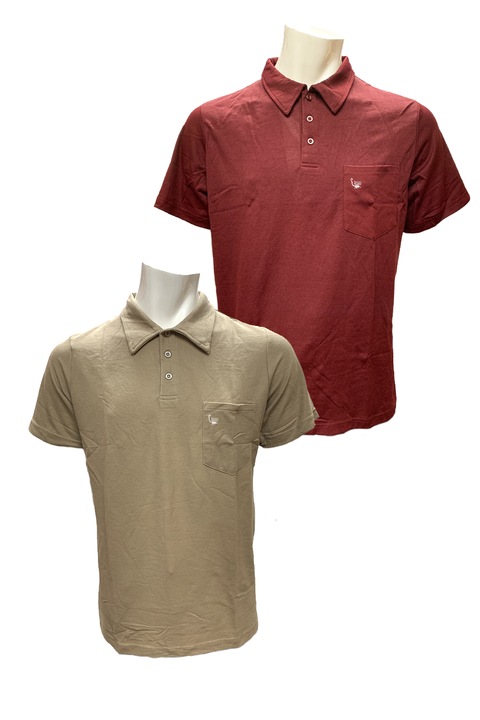 Комплект мъжки тениски с поло яка JUP 25031-2, 2 броя, Памук, S, Бордо/Каки
