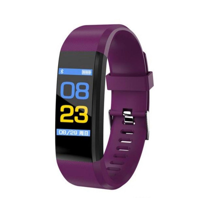 Смарт фитнес гривна Planet Tech ID115 Plus Fitness, "0.96" OLED, Пулс, Крачкомер, Водоустойчив IP65, Известия, Лилава