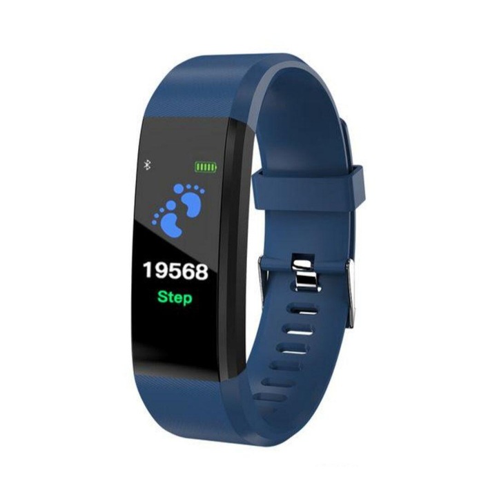 Смарт фитнес гривна Planet Tech ID115 Plus Fitness, "0.96" OLED, Пулс, Крачкомер, Водоустойчив IP65, Известия, Син