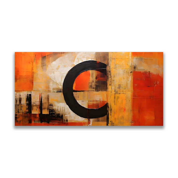 Картина на платно, LuxCanva® A1621, абстрактна реалност, 50 X 100 CM, 100% памучно платно 400g/m2, дървена рамка, всекидневна, хроматична, червена, кръгла, декоративна, спалня, живи цветове