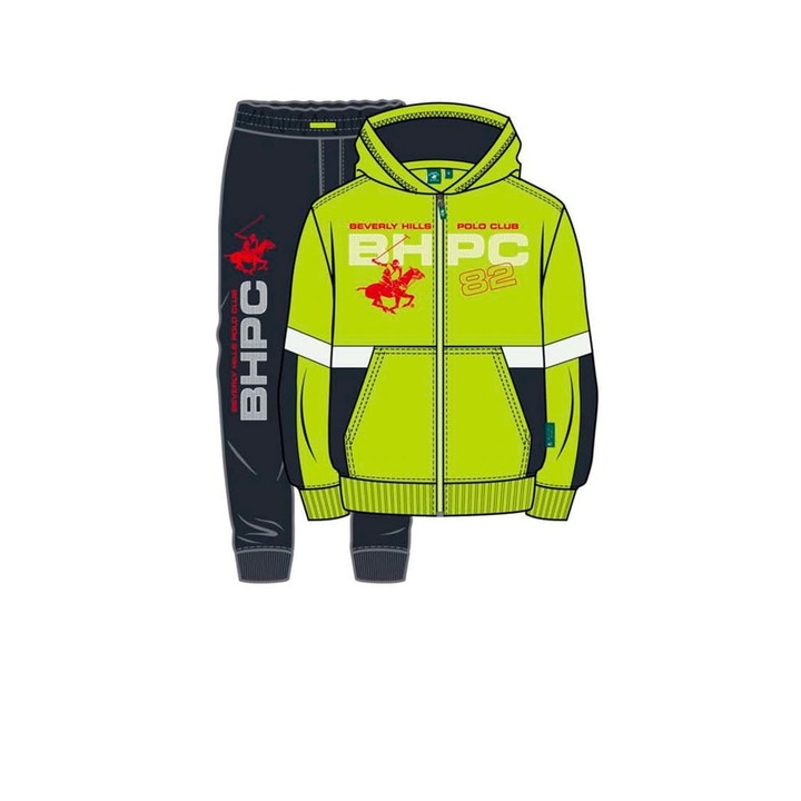 Анцуг Beverly Hills Polo Club за момче 7655T00020, Черен/Лайм зелено