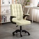 Scaun de birou, Quasar & Co.®, ergonomic, manere rabatabile, sezut si spatar buretat, inaltime reglabila, scaune 5 roti pivotante, rotativ, sistem rotire 360°, piele ecologica, GAMA, crem