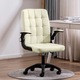 Scaun de birou, Quasar & Co.®, ergonomic, manere rabatabile, sezut si spatar buretat, inaltime reglabila, scaune 5 roti pivotante, rotativ, sistem rotire 360°, piele ecologica, GAMA, crem