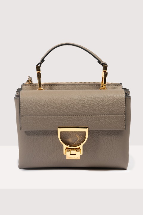 COCCINELLE, Arlettis Signature bőrtáska textil keresztpánttal, Agyagbarna