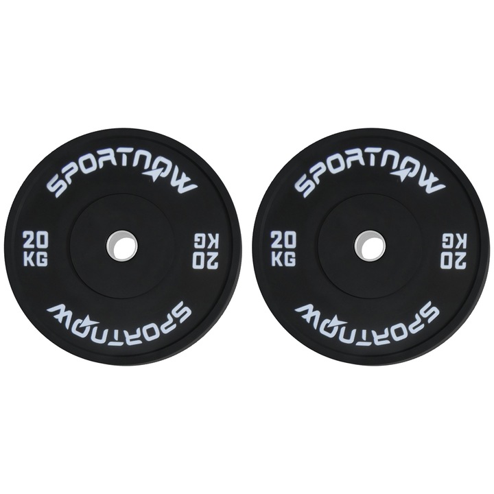 Set 2 discuri de greutate SPORTNOW, 20kg, negru, 45x7cm