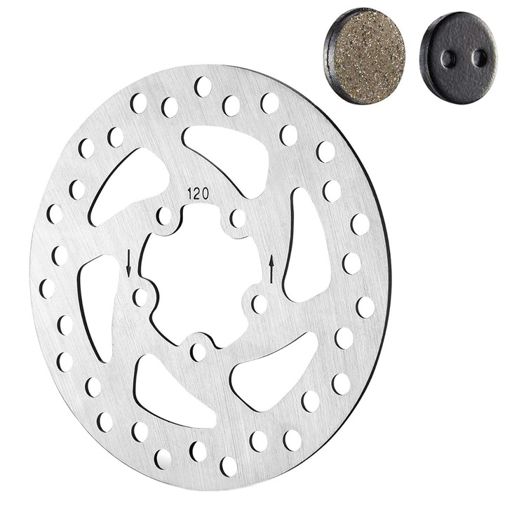 Set 3 Disc frana compatibil cu trotineta Xiaomi M365 placute frana trotineta electrica, Metal/Rasina, Compatibil cu Xiaomi M365, S1, Pro, Pro 2, 120mm, 20x20mm, JENUOS®