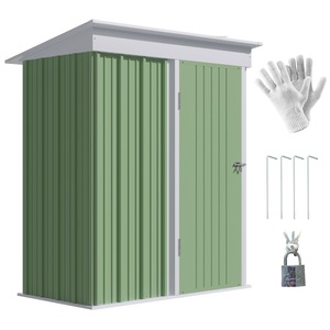 Casuta de gradina Outsunny, otel, 2 rafturi reglabile, verde, 161x95x163/181cm