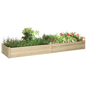 Jardiniera Outsunny, lemn, 2 sectiuni, natural, 244x61.5x27cm