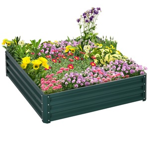 Jardiniera Outsunny, Otel galvanizat, 120x120x30cm, verde