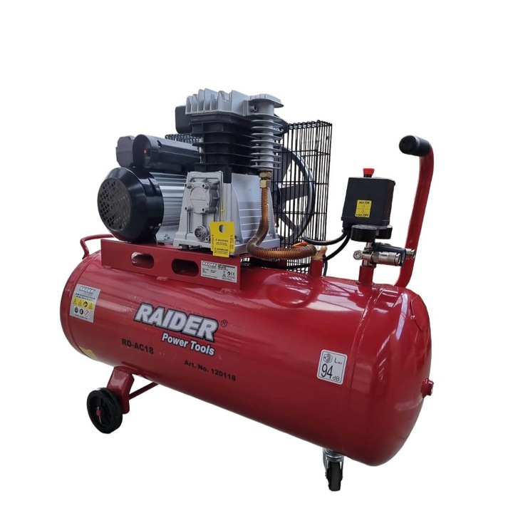 Szíj légkompresszor 2 dugattyúval RD-AC18, 100 l, 2, 2 kW, 320 l / perc, Raider