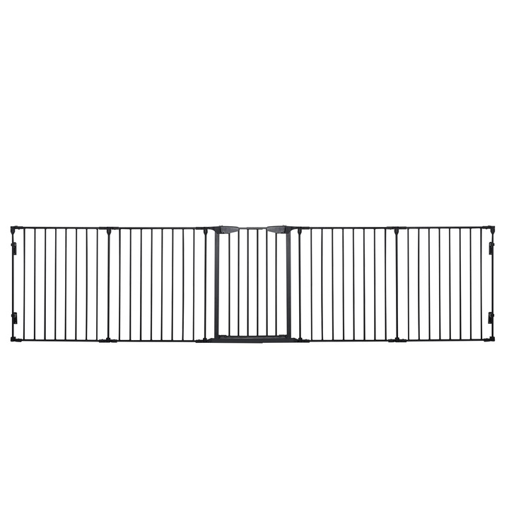 Bariera caini, PawHut, metal si plastic, 300x3x74,5 cm, negru