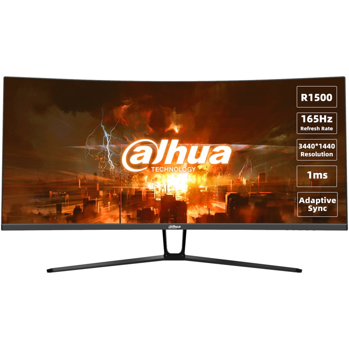 Dahua LM34-E330C 34" Gaming ívelt LED VA Monitor, UWQHD (3440x1440), 165Hz, 1ms, 2x HDMI, 2x Display Port, Jack, fekete