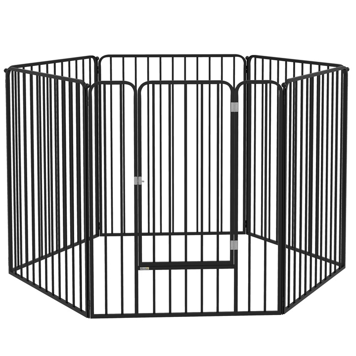 Tarc modular pentru caini PawHut, 6 panouri, negru, 164x83x100cm