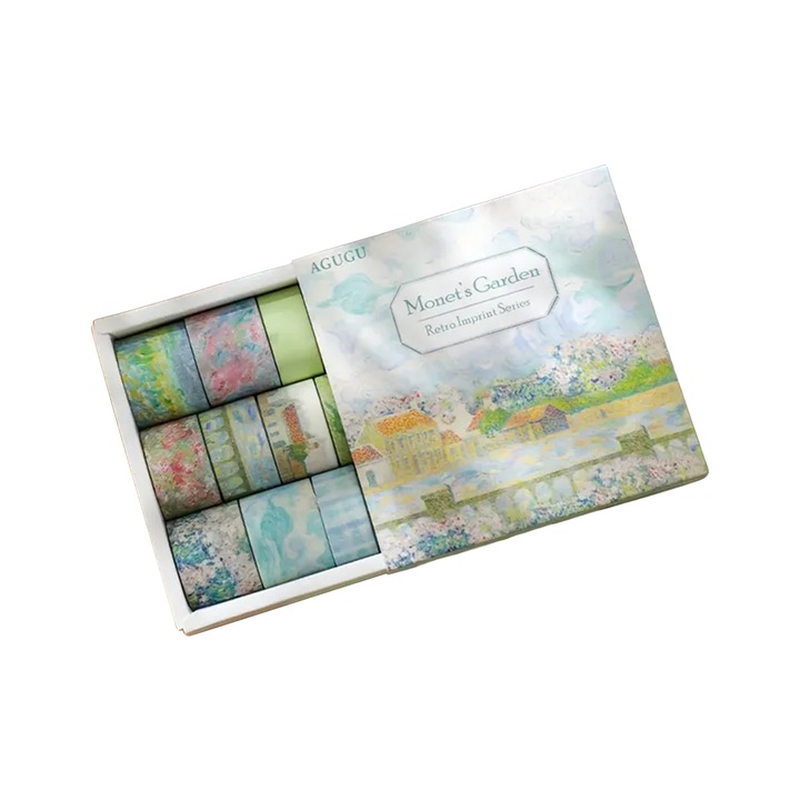 Set de 20 role banda adeziva washi, colectia Monet's Garden, multicolor
