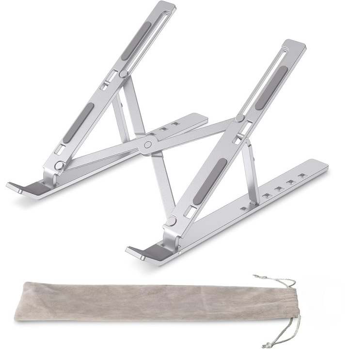 Suport laptop QHYKKYJ, aluminiu, argintiu