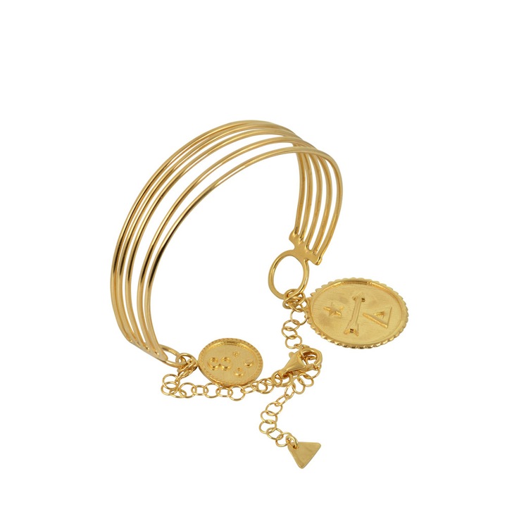 Bratara manseta Max Dilon Jakarta, placata cu aur 24k, ajustabila, auriu, 18cm