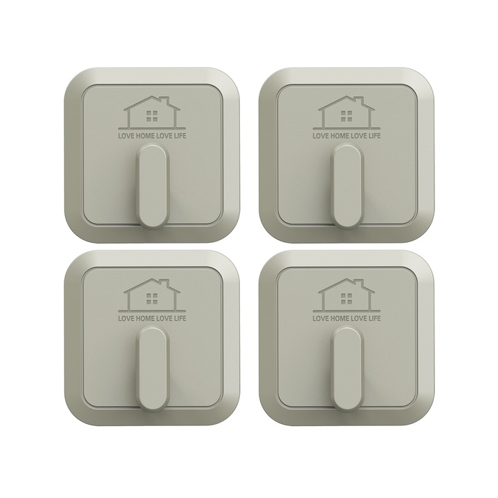 Set 4 agatatori Aivetrie, lipire, gri, pentru baie si bucatarie