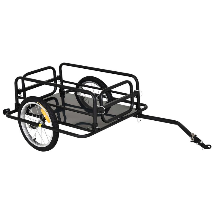 Remorca bicicleta Homcom, capacitate 40kg, negru, 139x71.5x49cm