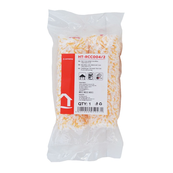 Set 2 buc Rulou trafalet, microfibra, 100 x 38 mm, fir 10 mm, tija 6 mm, Ermetiq Plus