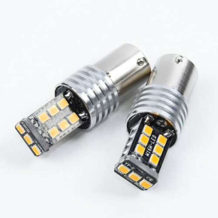 Led auto, GyafiTuning, BAU15S 15 smd 2835 LED, galben