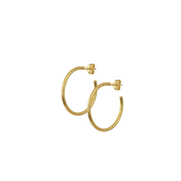 Cercei hoop subtiri, Max Dilon, argint placat cu aur 24k, aurii, 3cm