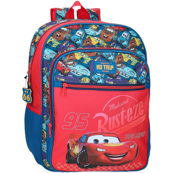 Ghiozdan scoala baieti, Disney Cars RD Trips, multicolor, 30x38x12 cm