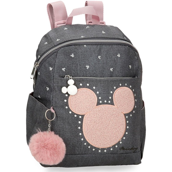 Disney Mickey Studs lány hátizsák, 25.5x35x14 cm, Szürke