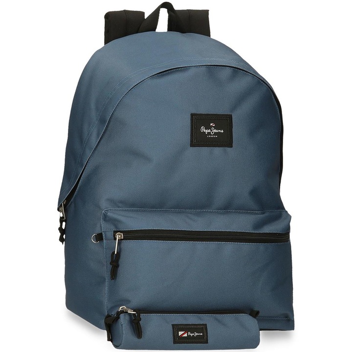 Ученическа раница Pepe Jeans Aris Evergreen, Отделение за лаптоп, Несесер, Дънково син, 31x44x17.5 см