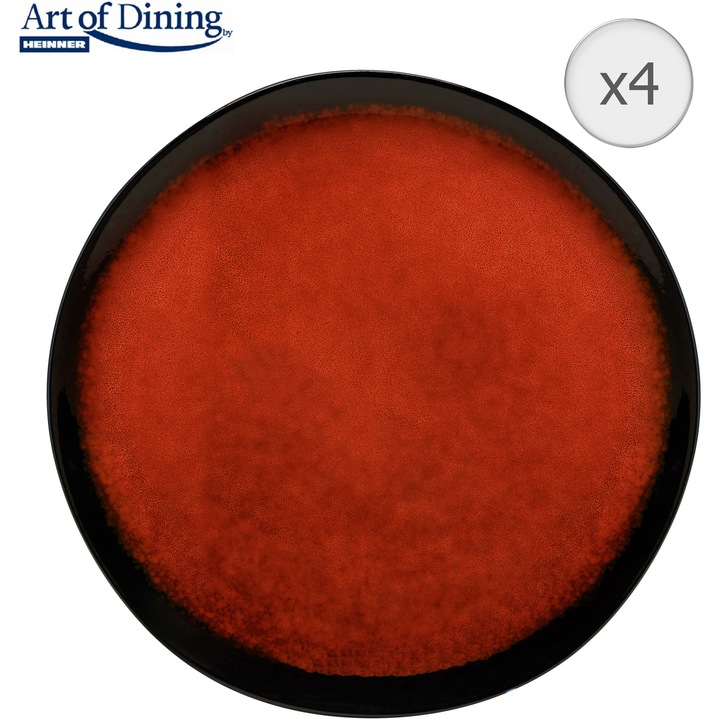 Set 4 farfurii intinse Art of dining by Heinner Vulcano, ceramica, 28 cm