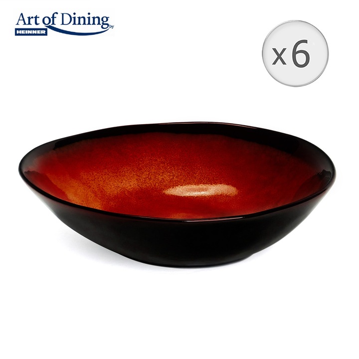 Set 6 farfurii adanci Art of dining by Heinner Vulcano, ceramica, 20 cm