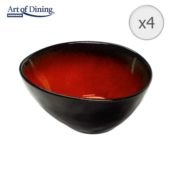 Set 4 farfurii adanci Art of dining by Heinner Vulcano, ceramica, 16 cm