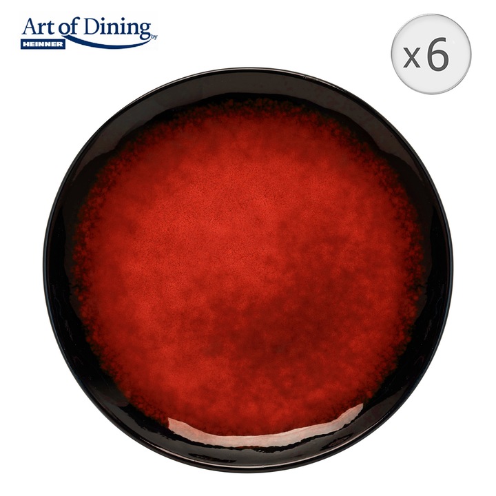 Set 6 farfurii intinse Art of dining by Heinner Vulcano, ceramica, 20 cm