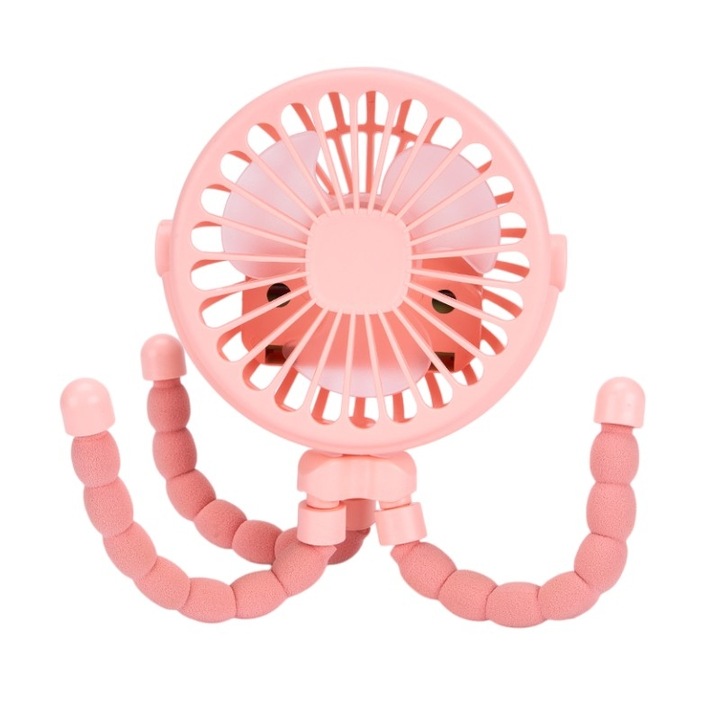 Преносим настолен вентилатор, 360 оборота, розов, за пътуване