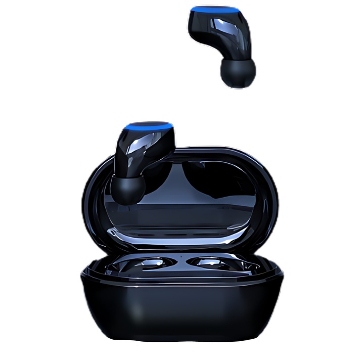 Bluetooth 5.0 fülhallgató, A2 TWS Selling Depot®, 8D sztereó térhatású hang, fekete