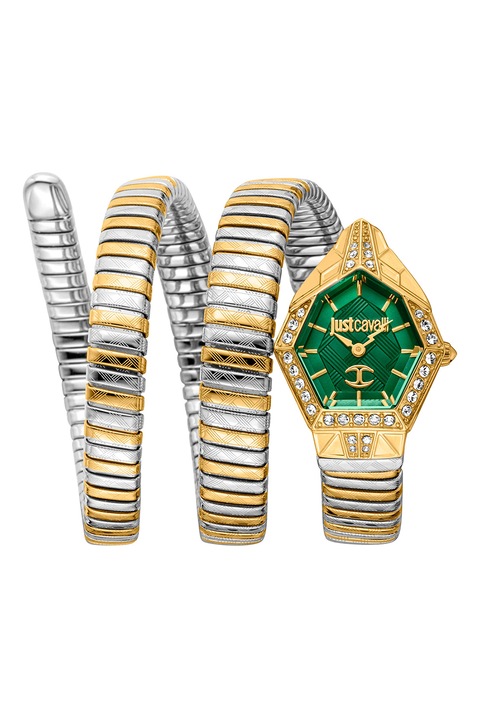 JUST CAVALLI, Ceas din otel inoxidabil cu model petrecut, Argintiu, Auriu