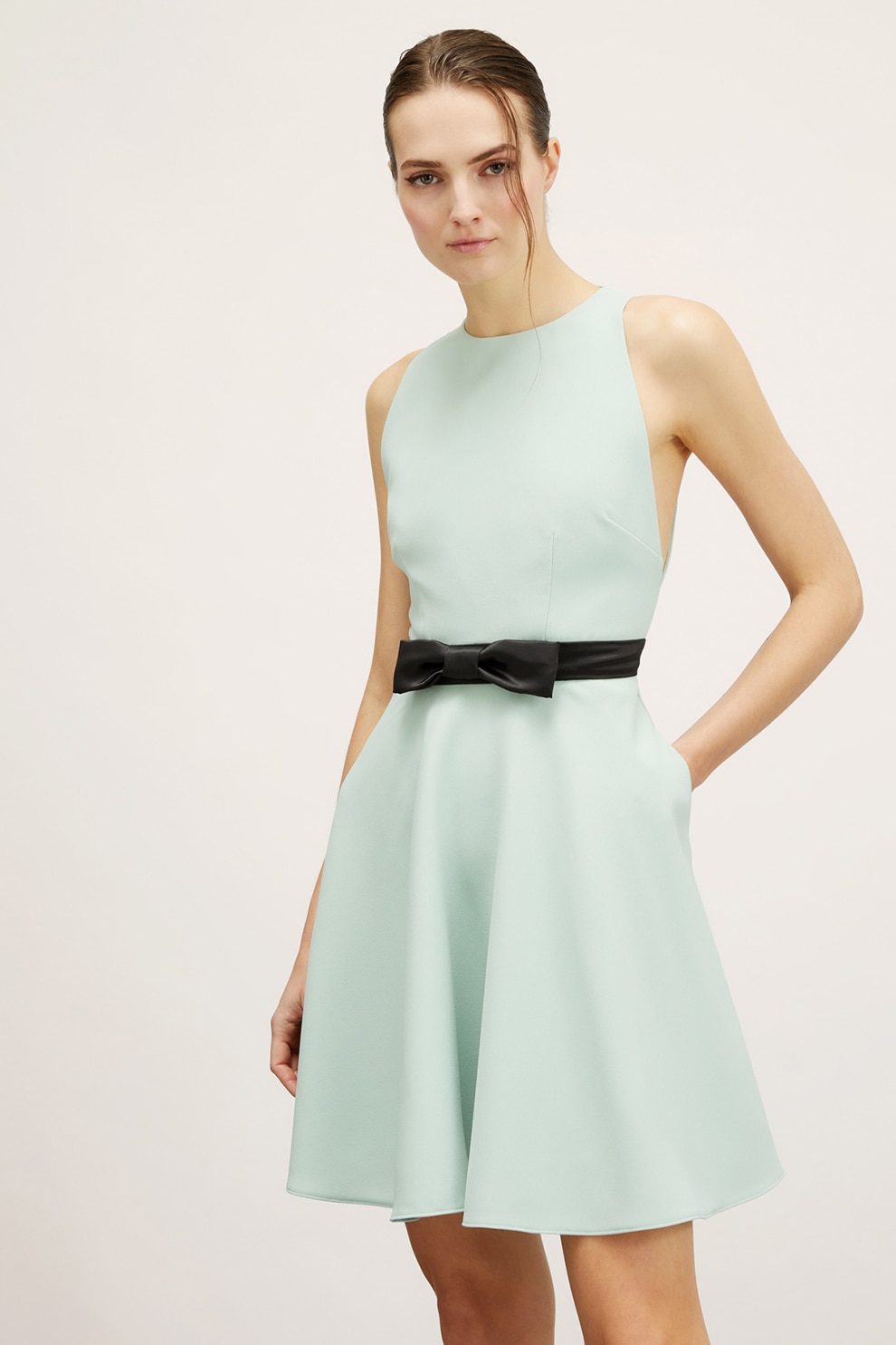 Motivi, Rochie mini cu funda, Verde pal, 36