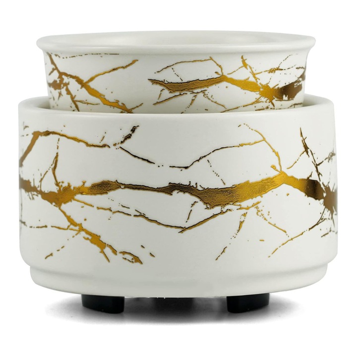 Difuzor aromaterapie din ceramica, material non-toxic ECO, incalzitor electric pentru: uleiuri esentiale, lumanari parfumate, cuburi ceara, fara foc si fum, sigur pentru copii si animale, fara BPA, ideal pentru casa ta, design modern, finisaj premium, alb