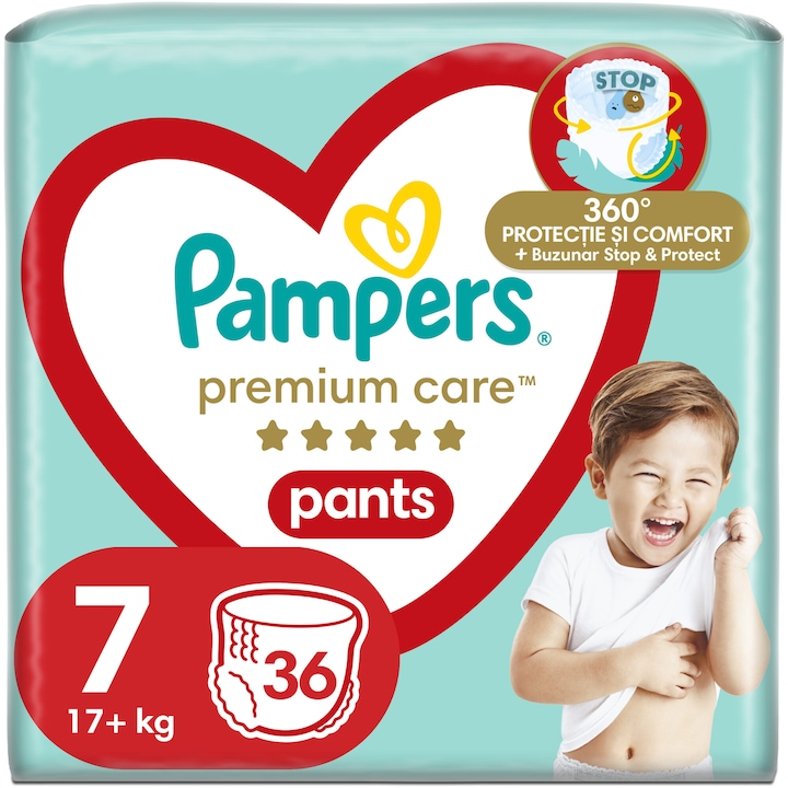 Пелени-гащички Pampers Premium Care Pants Mega Box, Размер 7, 17+ кг, 36 броя