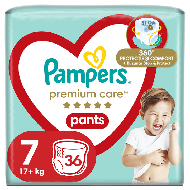 Пелени-гащички Pampers Premium Care Pants Размер 7, 17+ кг, 36 броя