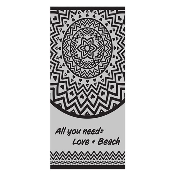 Плажна кърпа, памук, антрацитно сиво, 180x100 см