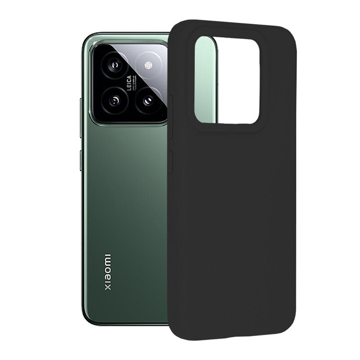 Husa de protectie compatibila cu Xiaomi 14, Silicon cu microfibra, Soft touch, Shock Resistance, Negru