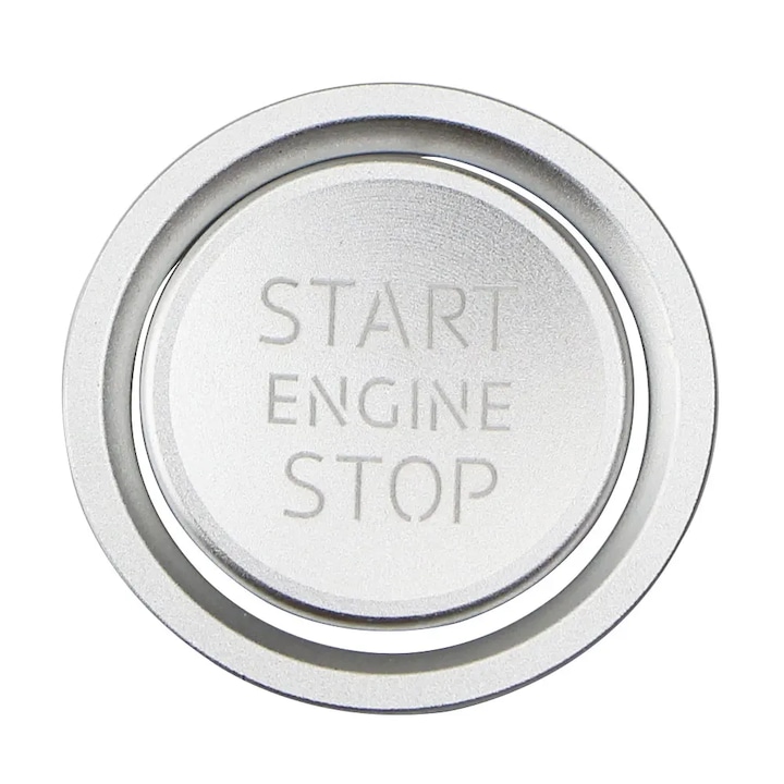 Buton Pornire Capac Start Stop Compatibil AUDI A3 A4 A5 A7 A8 Q3 Q5 Q7 S3 S5 S7, 2.6mm, Silver / Argintiu