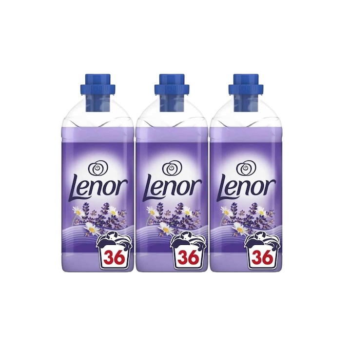 Комплект от 3 бр омекотителя за пране Lenor 900 мл 36 пранета свежа лавандула, деликатна грижа за тъканите