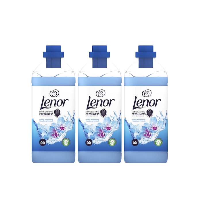 Комплект от 3 x балсам за пране Lenor 1,625 л 65 свежи пролетни пранета, деликатна грижа за тъканите