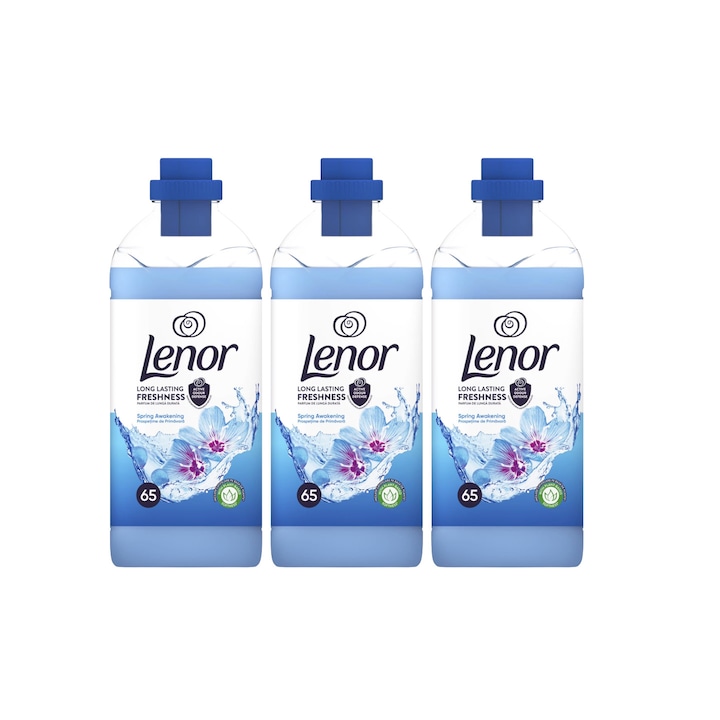 Комплект от 3 x омекотителя за пране Lenor 1,625 л 65 свежи пролетни пранета, деликатна грижа за тъканите