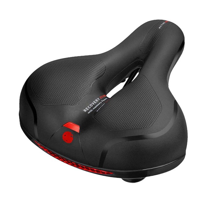 Седалка за велосипед, DomowySwiat, екологична кожа, водоустойчиво, 25,5 x 21 x 9 см, черно/червено