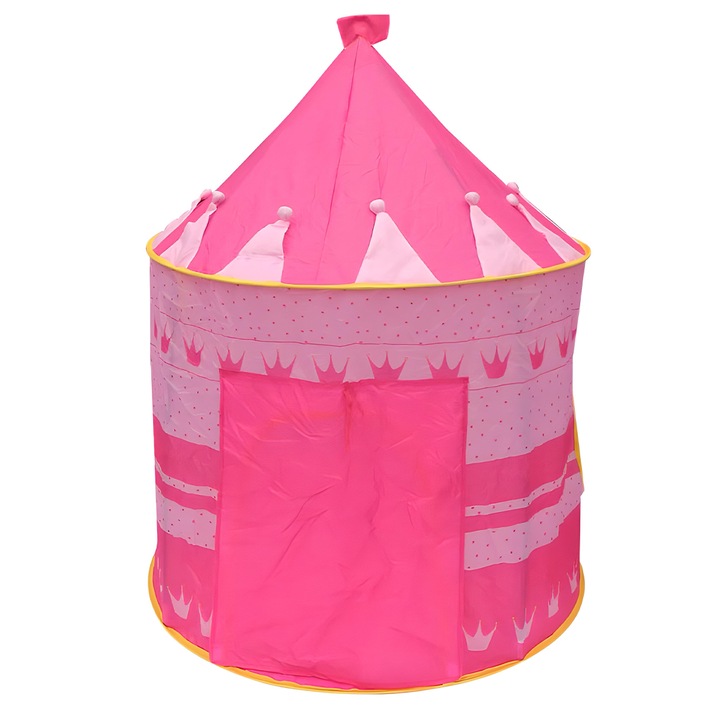 Детска палатка DomowySwiat, тип Princess Palace, розово/жълто, 135x105см